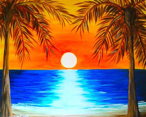 sunset painting on canvas|easy summer painting on canvas.